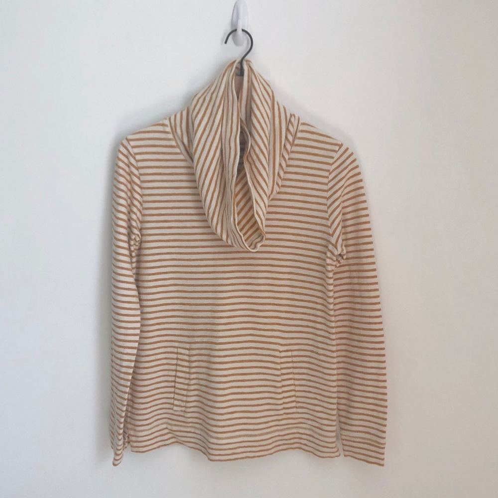 Gold and White Stripe J. Crew Cowlneck Sweatshirt